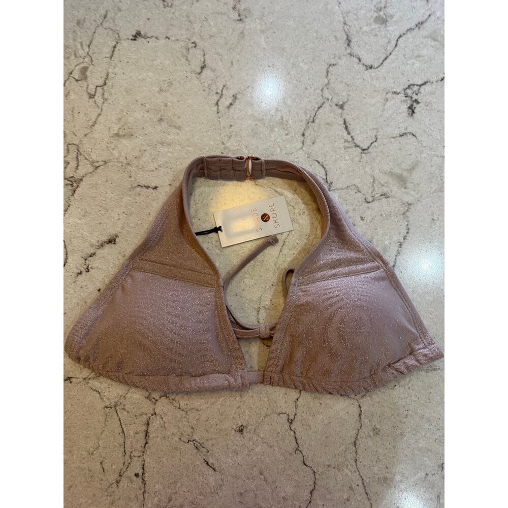 NWT Shade & Shore Metallic Pink Bikini Top Size S (4-6) Shimmer Swimwear